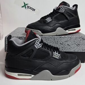 AIR JORDAN 4 RETRO BRED REIMAGINED BLACK CEMENT GR VARSIT RED FV5029-006 Men 10